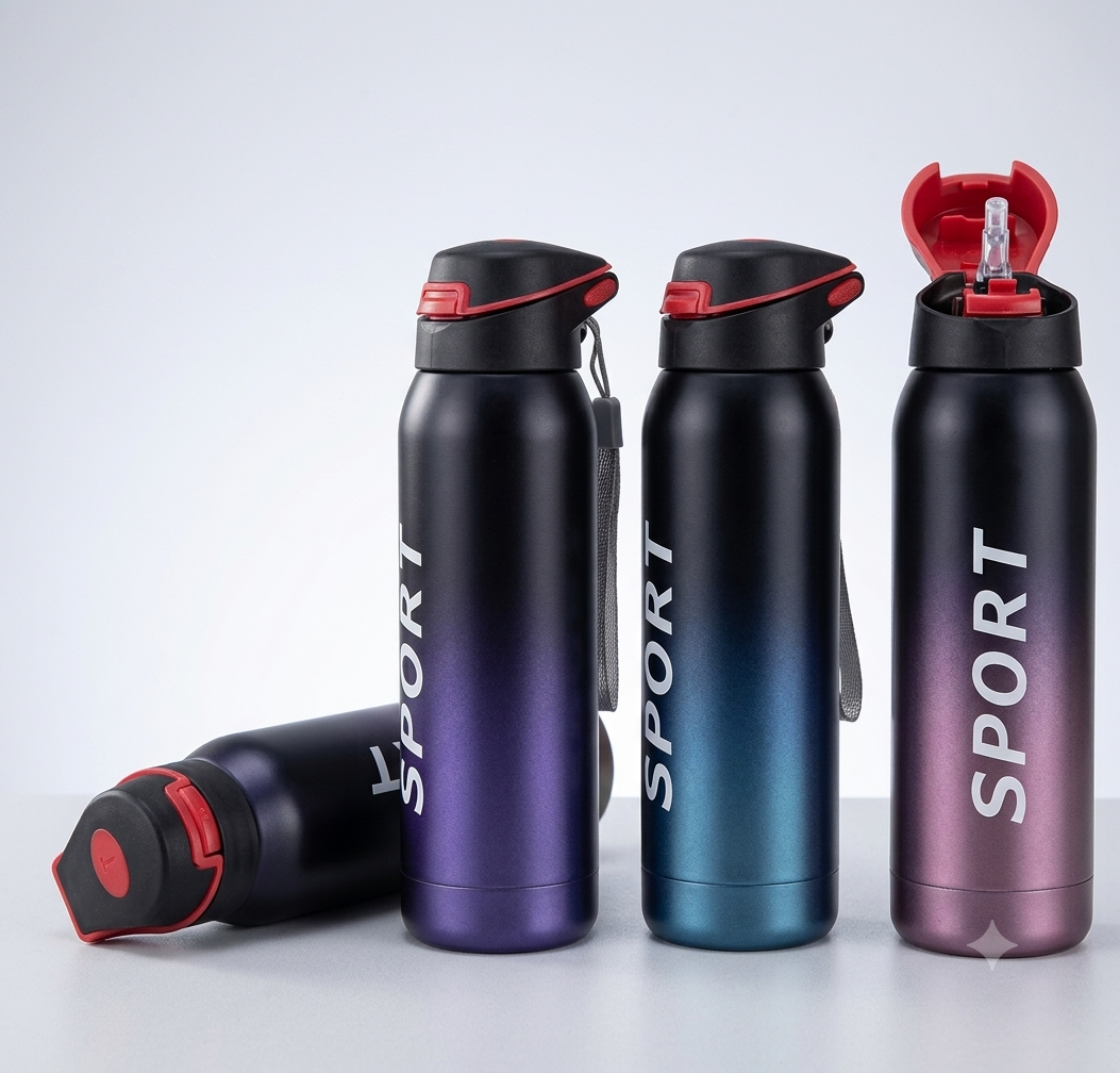 ULTRA-SLEEK THERMO-SPORT 500ML INSULATED WATER BOTTLE WITH BUILT-IN STRAW
