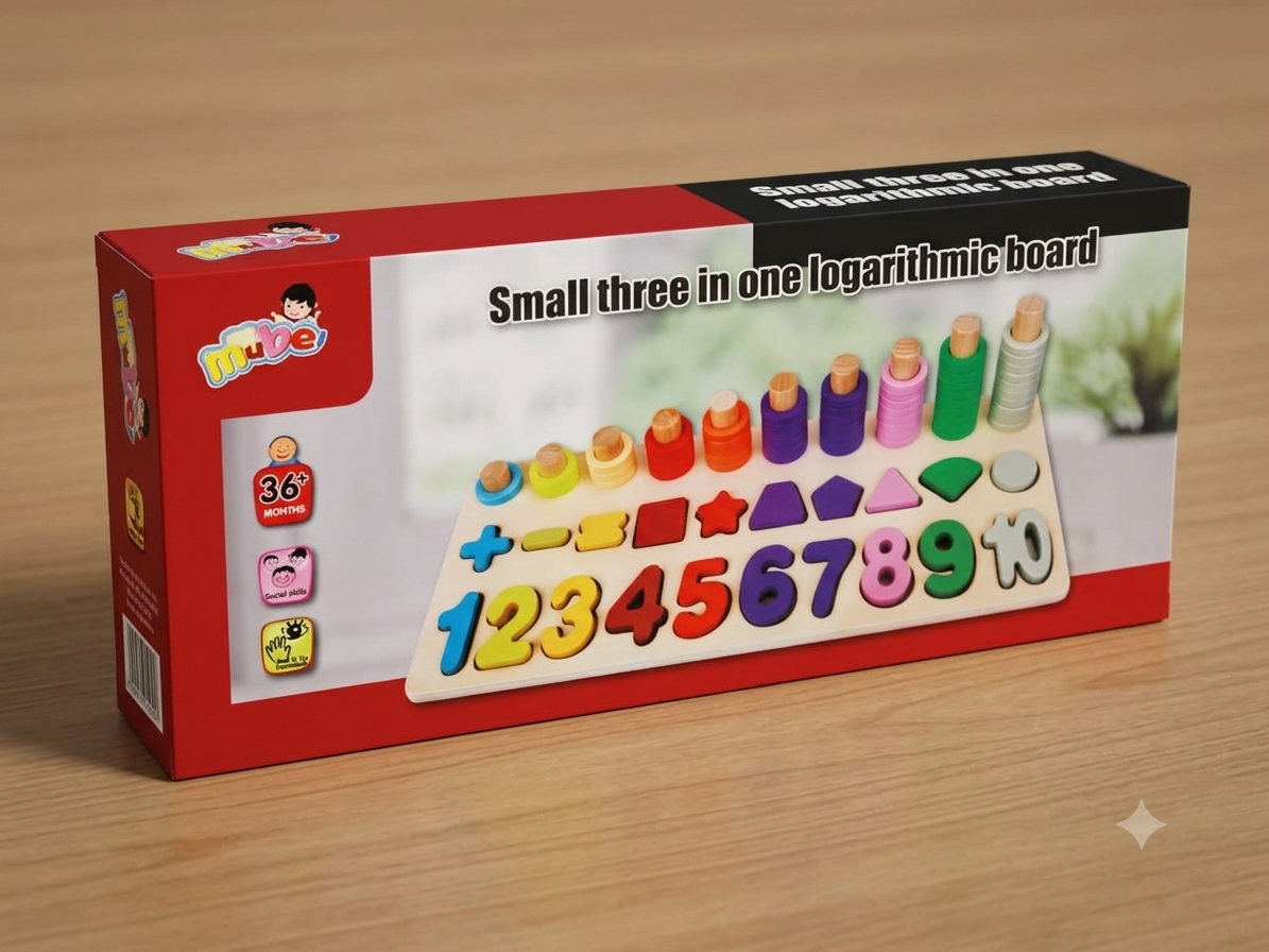 INTELLIGENT KIDS 3-IN-1 EDUCATIONAL WOODEN LOGARITHMIC COUNTING BOARD